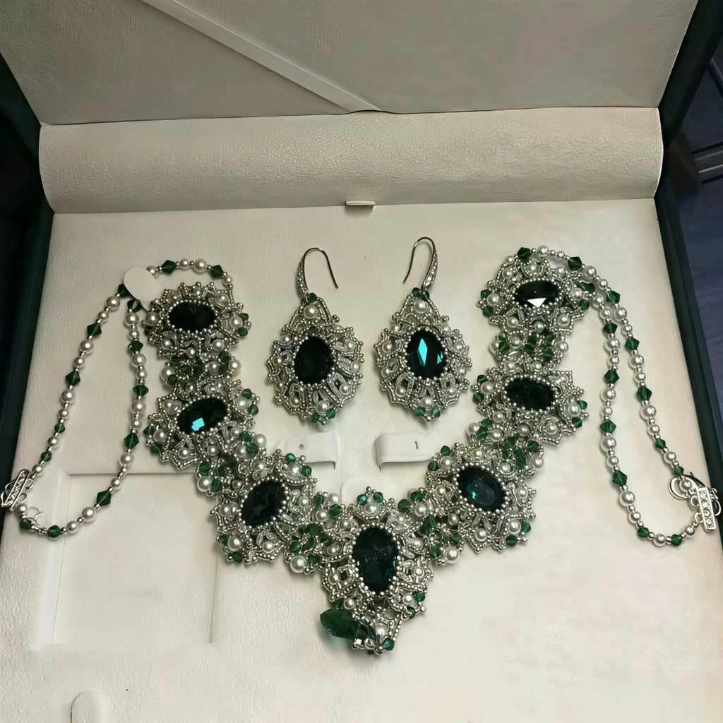 💎Vintage Pink Crystal Pearl Beaded Necklace DIY Kit | Handmade Statement Jewelry