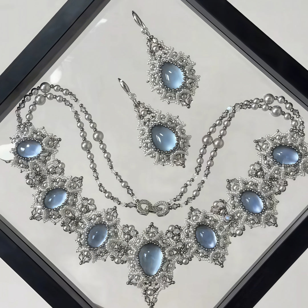 💎Vintage Pink Crystal Pearl Beaded Necklace DIY Kit | Handmade Statement Jewelry