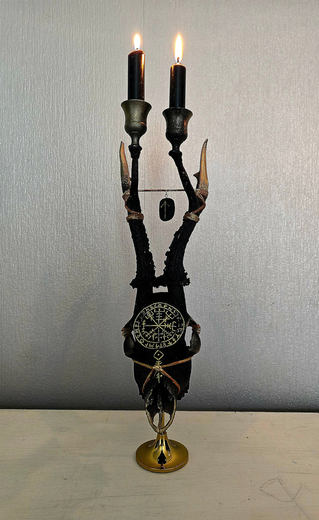 Genuine roe deer skull candle holder