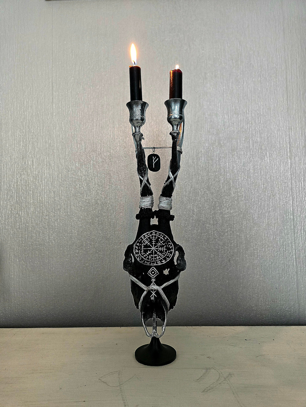 Genuine roe deer skull candle holder