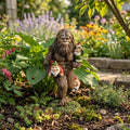 Funny Bigfoot Garden Decor, Sasquatch Carrying Gnomes Statue, Outdoor Lawn Ornament, Housewarming Gift, Patio Decoration