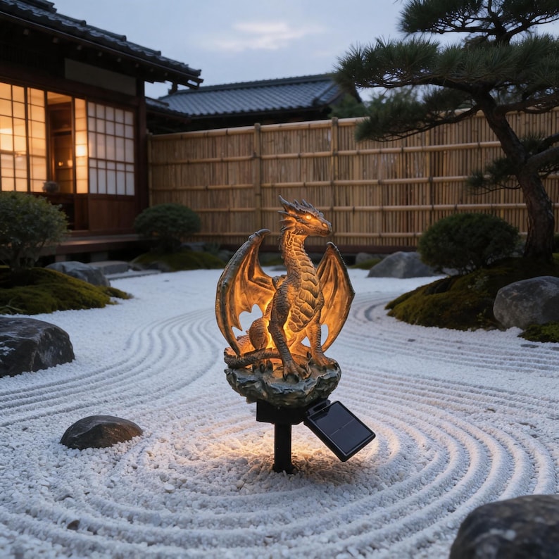 Solar Dragon Garden Light Outdoor, Resin Dragon Solar Statue Lantern, LED Yard Decor,  Outdoor Yard Lawn Fantasy Dragon Statue Decor