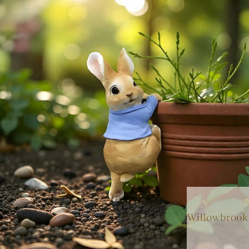 Resin Bunny Rabbit Plant Pot Hanger, Cute Garden Decor Ornament, Rabbit Planter Accessory, Whimsical Outdoor Gift, Fairy Garden Decoration