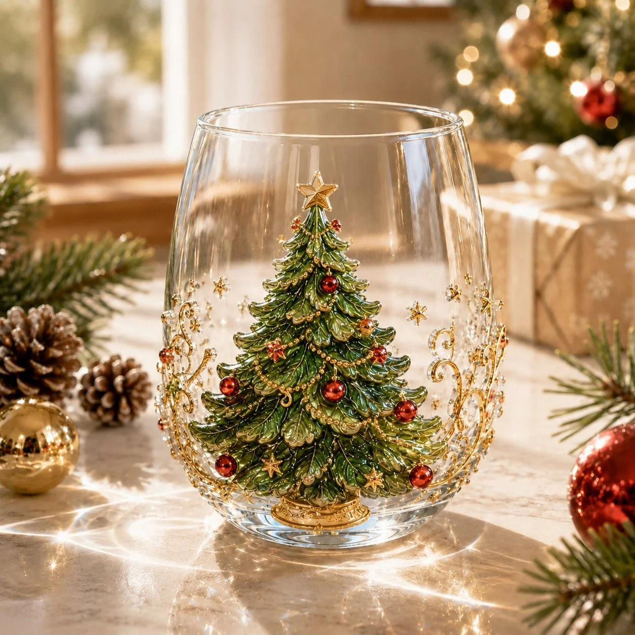 🎅🎄 Christmas glass art mug | Perfect for serving drinks, as a decorative piece or as a Christmas present 🎁