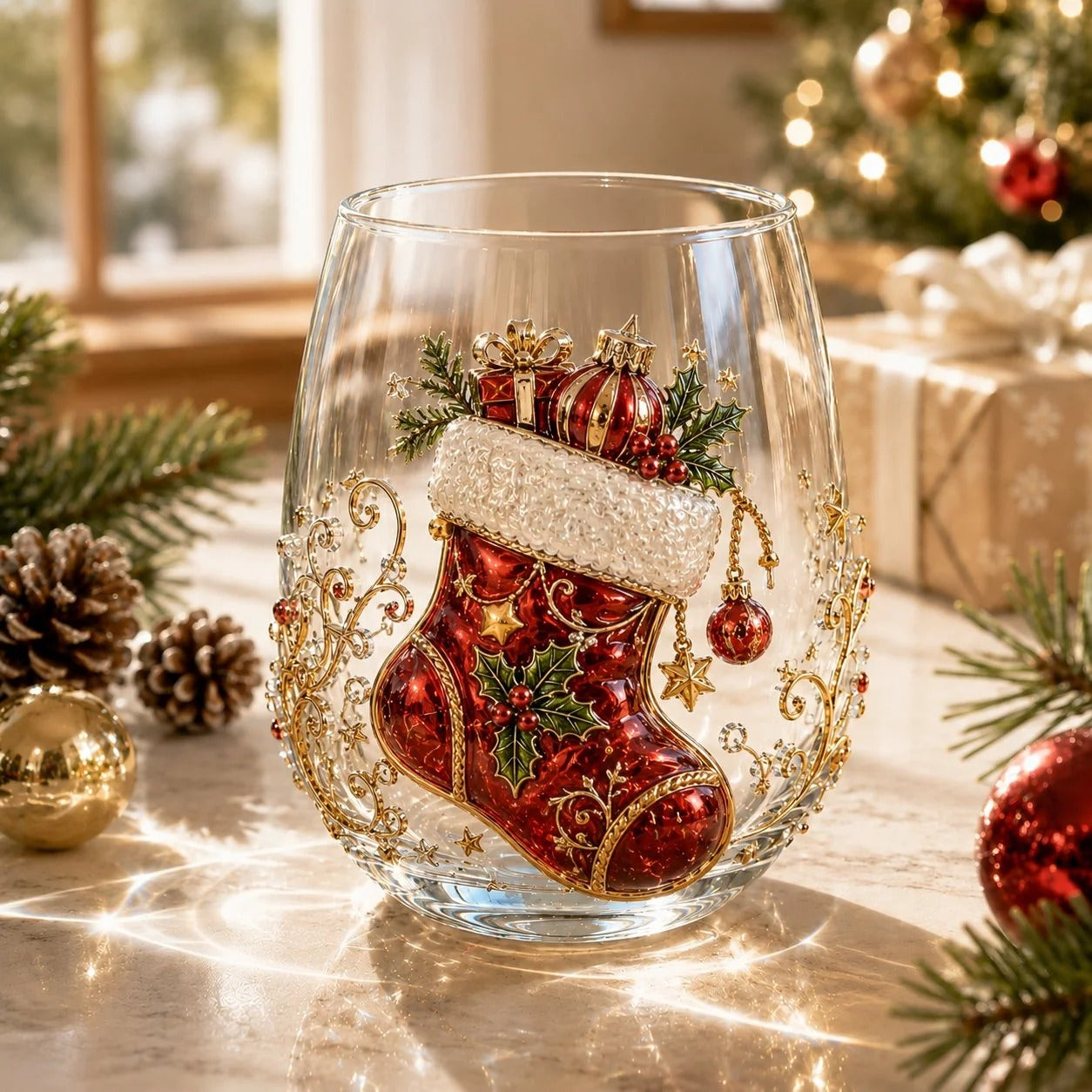 🎅🎄 Christmas glass art mug | Perfect for serving drinks, as a decorative piece or as a Christmas present 🎁