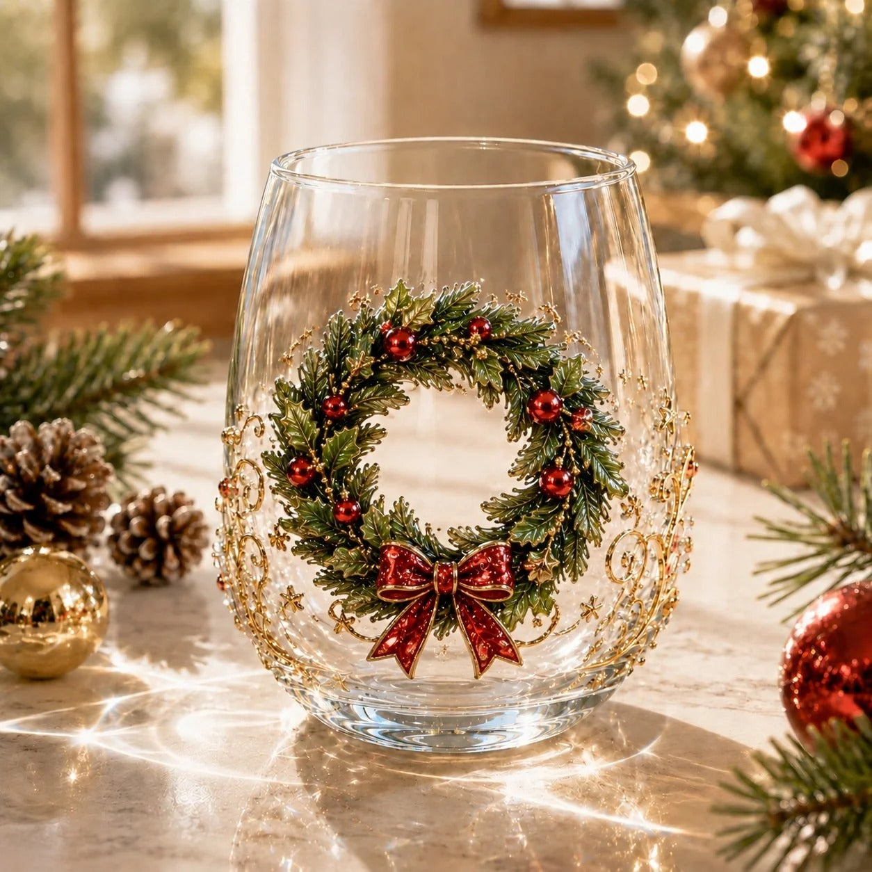 🎅🎄 Christmas glass art mug | Perfect for serving drinks, as a decorative piece or as a Christmas present 🎁