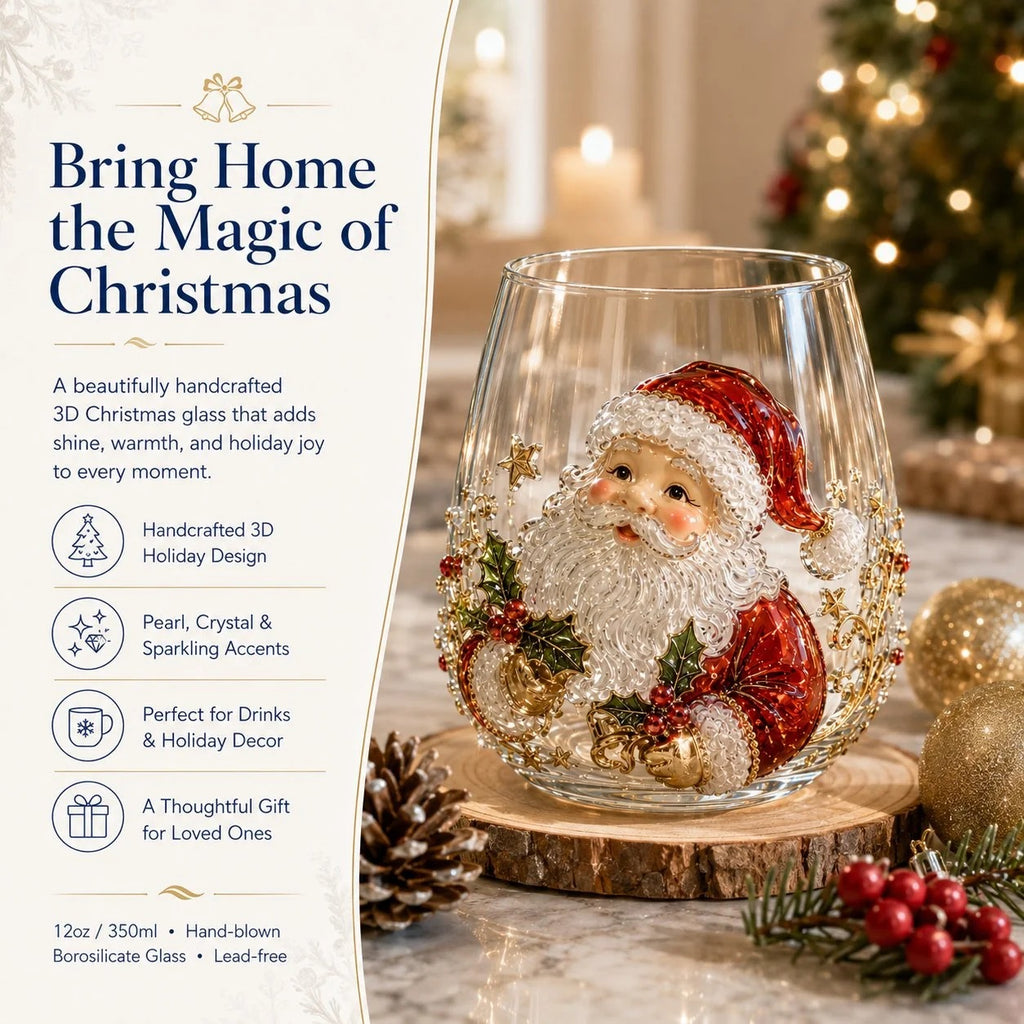 🎅🎄 Christmas glass art mug | Perfect for serving drinks, as a decorative piece or as a Christmas present 🎁