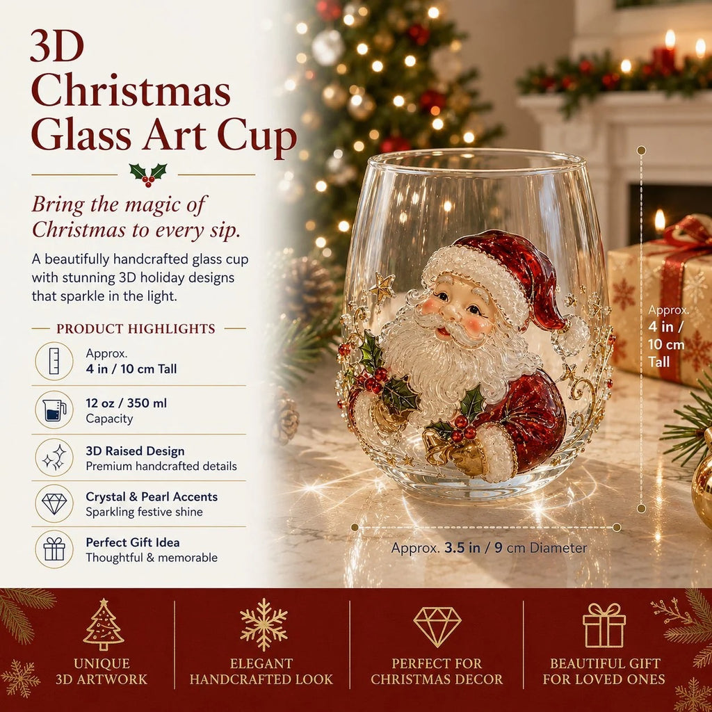 🎅🎄 Christmas glass art mug | Perfect for serving drinks, as a decorative piece or as a Christmas present 🎁
