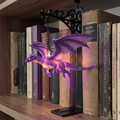🐉DragonGlow Hanging Purple Dragon Bookend Light